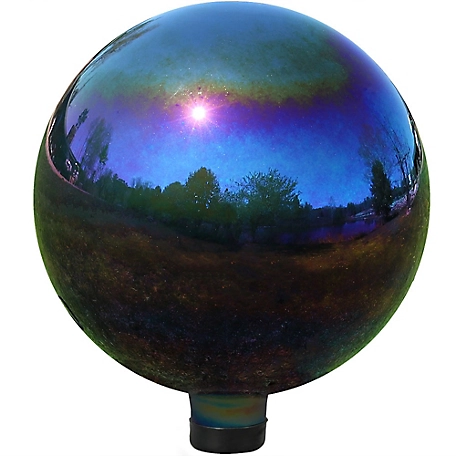 Sunnydaze Decor 10 in. Mirrored Glass Gazing Globe Ball, Rainbow