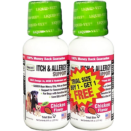 Liquid-Vet K9 Itch and Allergy Support Chicken Flavor Skin and Coat Supplement for Dogs, 8 oz., 2 ct.