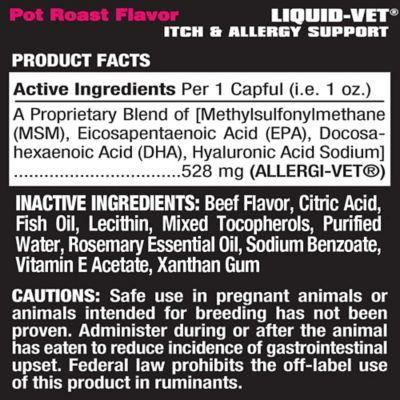 Image showing 5 th Liquid-Vet K9 Itch and Allergy Support Skin and Coat Supplement for Dogs, Pot Roast Flavor, 32 oz.