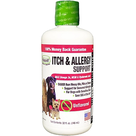 Liquid-Vet K9 Itch and Allergy Support Unflavored Skin and Coat Formula for Dogs, 32 oz.