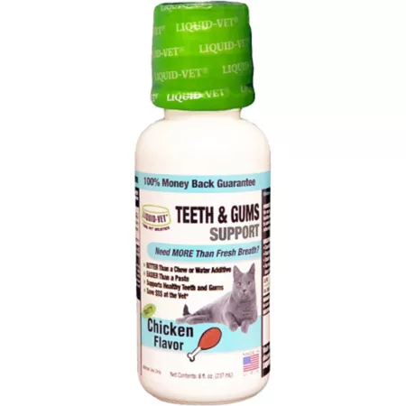 Liquid-Vet Feline Teeth and Gum Support Chicken Flavor Formula for Cats 8 oz. Cat Dental Supplements