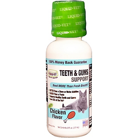 Liquid-Vet Feline Teeth and Gums Support Chicken Flavor Formula for Cats, 8 oz.