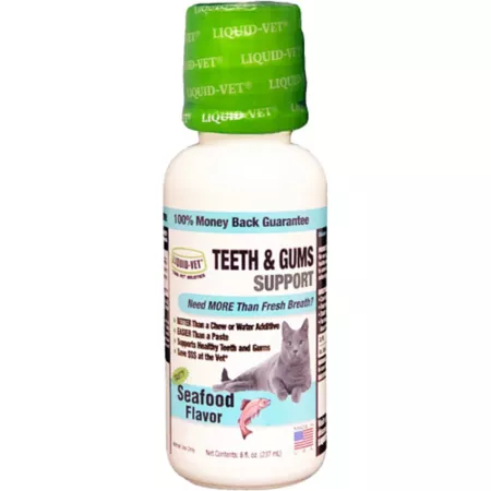 Liquid-Vet Feline Teeth and Gum Support Seafood Flavor Formula for Cats 8 oz. Cat Dental Supplements