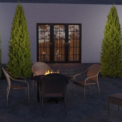 Image showing 10 th Patio Sense 4 pc. Rhodos Cafe All-Weather Stacking Wicker Chair Set