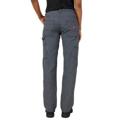 Image showing  Women's Relaxed Fit Mid-Rise Carpenter Hickory Stripe Pants