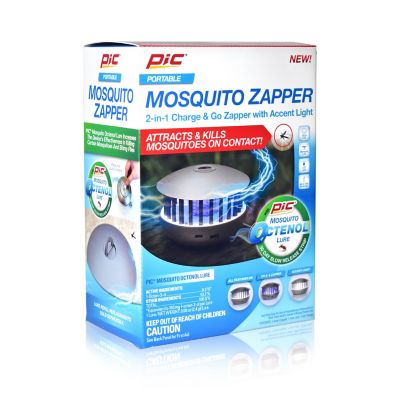 PIC Portable Mosquito Zapper and Accent Light Can be used in 3 modes, 1 is the UV-A light with the zapper and a white accent light, 2 is the UV-A light with the zapper and 3 is just the accent light