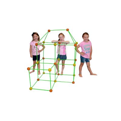 Funphix 77 pc. Fort Building Kit with Glow-in-the-Dark Sticks with Orange & Yellow Balls, For Ages 5+