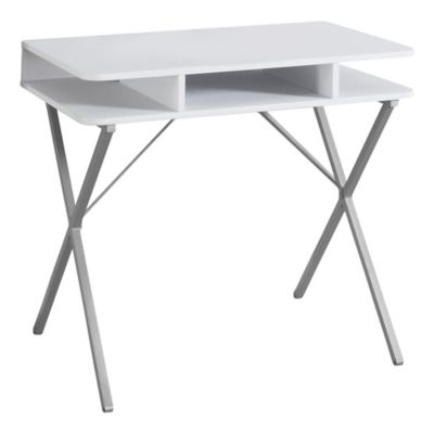 Monarch Specialties 31 in. Computer Desk, White/Silver