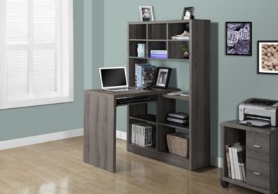 Image showing  Left or Right Facing Corner Computer Desk with 10 Shelves