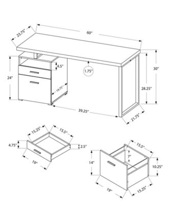 Image showing  60 in. Computer Desk with 1 Shelf/2 Drawers