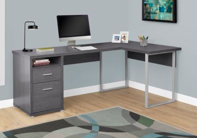 Image showing 1 th Monarch Specialties 80 in. Left or Right Facing Computer Desk with 1 Shelf/2 Drawers