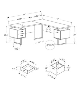 Image showing  70 in. Left or Right Facing Computer Desk with 3 Drawers