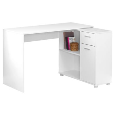 Monarch Specialties 46 in. L-Shaped Computer Desk with 1 Drawer, Closed Cabinet and 2 Shelves