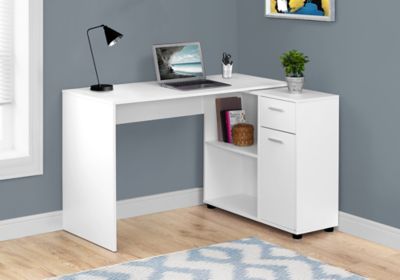Image showing  46 in. L-Shaped Computer Desk with 1 Drawer, Closed Cabinet and 2 Shelves