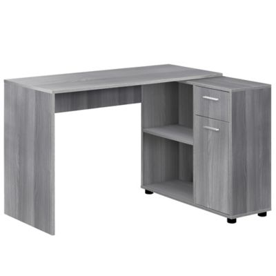 Monarch Specialties 46 in. L-Shaped Computer Desk with 1 Drawer, Closed Cabinet and 2 Shelves