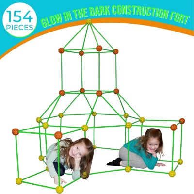 Funphix 154 pc. Supersized Glow-in-the-Dark Fort Building Set, Orange/Yellow Balls, For Ages 5+