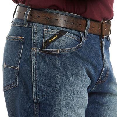 Image showing 2 th Ariat Men's Stretch Fit Low-Rise Rebar M3 Loose DuraStretch Basic Stackable Straight Leg Work Jeans
