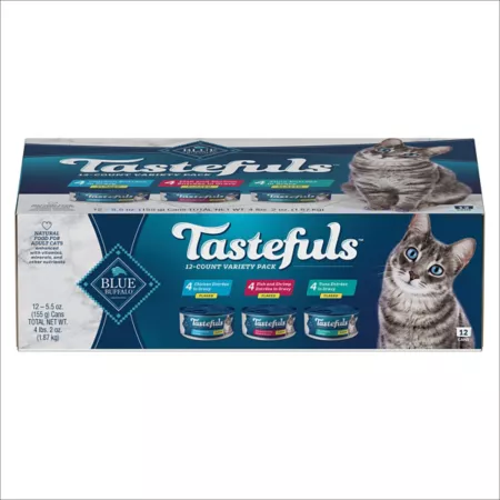 Blue Buffalo Tastefuls Adult All-Natural Tuna Chicken & Shrimp in Sauce 12 Count Wet Cat Food