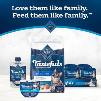 Image showing 8 th Blue Buffalo Tastefuls Adult All-Natural Salmon/Chicken/Fish/Tuna Pate Wet Cat Food Variety Pack, 3 oz., Pack of 12 Cans