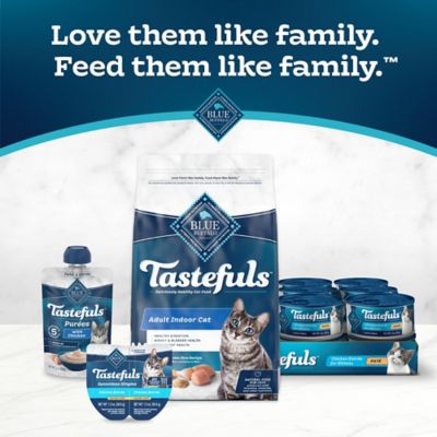 Image showing 8 th Blue Buffalo Tastefuls Adult All-Natural Chicken, Turkey, Fish and Tuna Pate Wet Cat Food Variety pk., 5.5 oz., Pack of 12 Cans