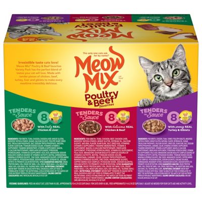Image showing  All Life Stages Tender Poultry and Beef Favorites in Sauce Wet Cat Food Variety pk., 2.75 oz., Pack of 24 Cups