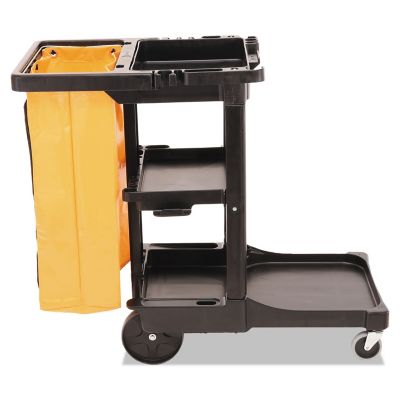 Rubbermaid Multi-Shelf Commercial Utility Cleaning Cart, 20 in., 4 in. Casters