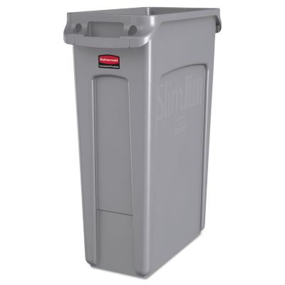 Rubbermaid 23 gal. Slim Jim Trash Can Receptacle with Venting Channels, Gray