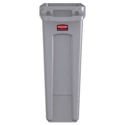 Image showing  23 gal. Slim Jim Trash Can Receptacle with Venting Channels, Gray
