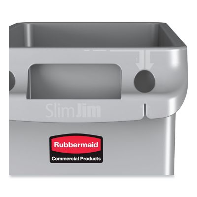 Image showing  23 gal. Slim Jim Trash Can Receptacle with Venting Channels, Gray