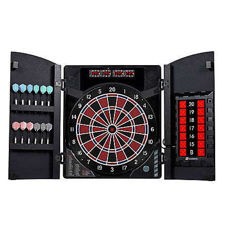 MD SPORTS New Haven Electronic Dartboard with Cabinet, 24 in. L x 19 in. W x 3 in. H, 14.7 lb.