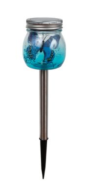 Image showing  14.18 in. Solar-Powered Ombre Mason Jar Stake Light with Butterfly Inside, Assorted