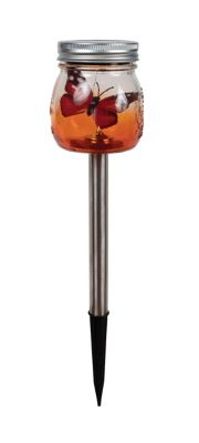 Image showing  14.18 in. Solar-Powered Ombre Mason Jar Stake Light with Butterfly Inside, Assorted