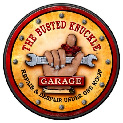 The Busted Knuckle Garage Round Pub Sign, 12 in. x 1.25 ft.
