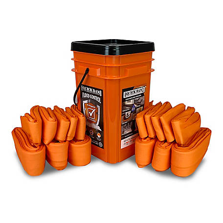Quick Dam Indoor Grab & Go Flood Control Kit, Includes 1 Bucket of (6) 10 ft. Water Dams/(10) 4 ft. Water Dams, WUGGCO