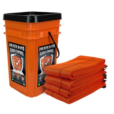 Quick Dam Grab & Go Flood Kit with (4) 10 ft. Patented Hi-Vis Water-Activated Flood Barriers in Bucket, QDGG10-4HV