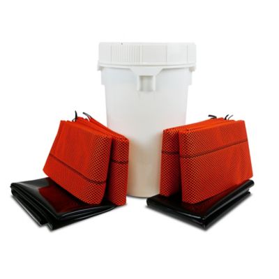 Quick Dam Grab & Go Drain Slurry Kit, with Water-Activated Flood Barriers and Polyurethane Drain Seals in Bucket, QDGGDS-HV