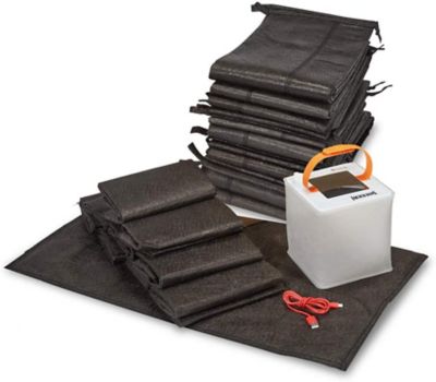 Quick Dam Emergency Home Flood Prevention Kit with Patented Flood Bags & Barriers & Bonus Solar Charged Lantern, QDERLKIT
