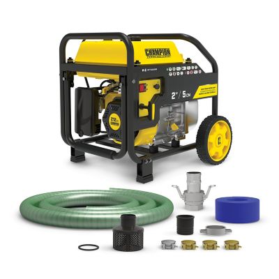 Champion Power Equipment 2 in. 158 GPM Gas-Powered Semi-Trash Water Transfer Pump, Hose and Wheel Kit