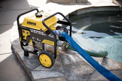 Image showing 9 th Champion Power Equipment 2 in. Gas-Powered Semi-Trash Water Transfer Pump, 158 GPM, Hose and Wheel Kit