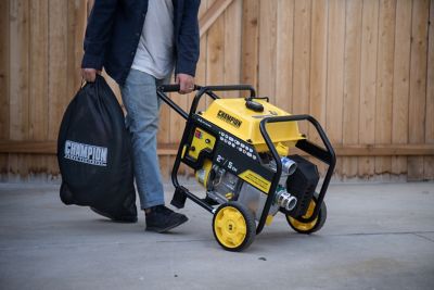 Image showing 10 th Champion Power Equipment 2 in. Gas-Powered Semi-Trash Water Transfer Pump, 158 GPM, Hose and Wheel Kit