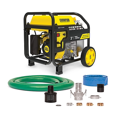 Champion Power Equipment 3 in. 264 GPM Gas-Powered Semi-Trash Water Transfer Pump, Hose and Wheel Kit