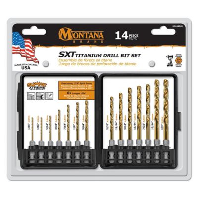 Montana Brand Tools 14 pc. Hex Shank Titanium Drill Bit Set, Precision CNC Machined High Speed Steel