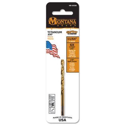 Montana Brand Tools 11/64 in. Titanium Round Shank Drill Bit, Precision CNC Machined High Speed Steel