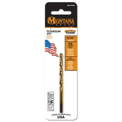 Montana Brand Tools 3/16 in. Titanium Round Shank Drill Bit, Precision CNC Machined High Speed Steel