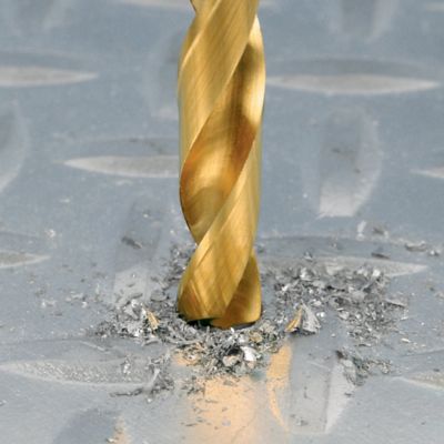 Image showing  1/4 in. Titanium Round Shank Drill Bit, Precision CNC Machined High Speed Steel
