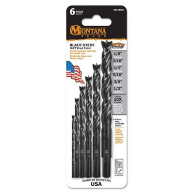 Montana Brand Tools X29 Brad Point Drill Bit Set, 6 pc., Black Oxide Finish