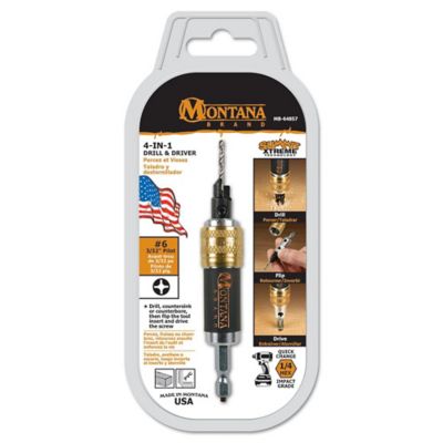 Montana Brand Tools #6 4-in-1 Compact Modular Countersink Drill and Driver, Non-Slip Impact Hex Shank
