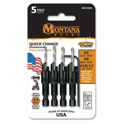 Montana Brand Tools Power Groove Countersink Set, 1/4 in. Hex Shank, 5 pc.