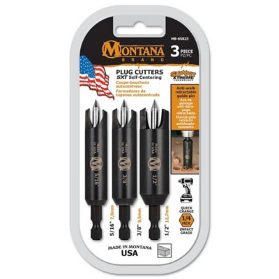 Montana Brand Tools Self-Centering Plug Cutter Set, Precision CNC Machined High-Alloy Steel, 3 pc.