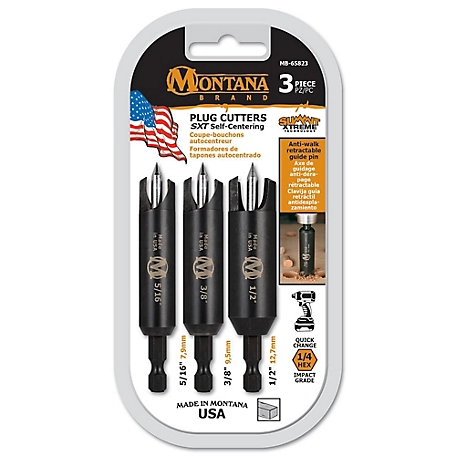 Montana Brand Tools Self-Centering Plug Cutter Set, Precision CNC Machined High-Alloy Steel, 3 pc.